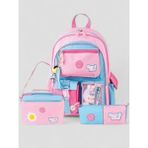 Muggle 2214 Ithal Ürün Üst Kalite Unisex Çocuk Üçlü Set Ilkokul Sırt Çantası - NKT02214-PEMBE-TEKEBAT