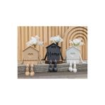 muggle design Hareketli Bacaklı Dekoratif Ev Figürü – 3’lü Set - DEKORASYON - HOME YAZILI- Bej Tek Ebat