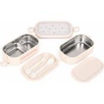 Muggle Ms-28 Paslanmaz Çelik 2 Katlı Beslenme Kabı Bölmeli Sızdırmaz 1550 Ml. Lunch Box Yemek Saklama Kabı - Bej