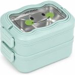 Muggle Ms-30 Paslanmaz Çelik 2 Katlı Beslenme Kabı Bölmeli Sızdırmaz 1550 Ml. Lunch Box Yemek Saklama Kabı - Mint Yeşil