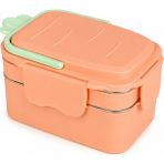 Muggle Ms-38 Paslanmaz Çelik 2 Katlı Beslenme Kabı Bölmeli Sızdırmaz 1300 Ml. Lunch Box Yemek Saklama Kabı - Somon