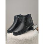 Muggo Andy Hakiki Deri Çift Fermuarlı Içi Kürklü Erkek Kışlık Bot - Siyah - 42