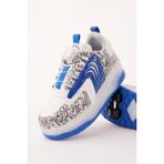 Muggo Flow Çocuk Işıklı Patenli Tekerlekli Sneaker Spor Ayakkabı - Mavi - 32