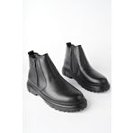 Muggo İcardi Siyah Deri Fermuarlı İçi Kürklü Eva Taban Kışlık Erkek Bot