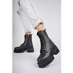 Muggo Just Garantili Kalın Taban Fermuarlı Bağcıklı Kadın Postal Bot