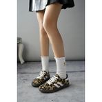 Muggo Leopard Garantili Kadın Ortopedik Günlük Bağcıklı Yürüyüş Leopar Desenli Sneaker Spor Ayakkabı