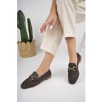 Muggo Liza Garantili Metal Tokalı Kadın Loafer Günlük Ayakkabı