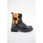 Muggo Pinky Siyah Garantili Ayıcıklı Fermuarlı Bağcıklı Postal Kız Çocuk Bot