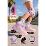 Muggo Skate Işıklı Tekerlekli Pudra Çocuk Patenli Ayakkabı