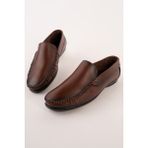 Muggo Wills Hakiki Deri Bağcıksız Erkek Günlük Klasik Loafer Ayakkabı - Kahverengi