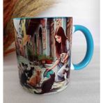 Mugs And Love Kedili Kız Md2 Vimtage Baskı Büyük Boy Kupa - Açık Mavi