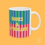 Mugyouall Books & Daydreams Porselen Kahve Kupası | Kitap & Hayal Temalı Hediye - Beyaz - 325 ml