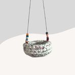 Muhabbet Kuşları Için Hamak Salıncak Desenli Beyaz-Pembe 8cm