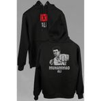 Muhammed Ali Clay Boks Boxing Legend Ön ve Arka Baskılı Sweatshirt Unisex Kapüşonlu Hoodie Siyah