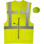 Mühendis Yeleği Yönetici Ikaz Yeleği Reflektörlü Çözgü Örgü Neon Sarı - 2XL
