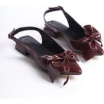 Muhhu Moda Günlük ,2 cm Topuklu ,fiyonklu, Arkası Açık, Tam Kalıp - Bordo