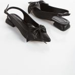 Muhhu Moda Günlük ,2 cm Topuklu ,fiyonklu, Arkası Açık, Tam Kalıp - Siyah