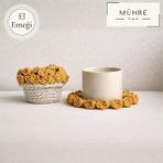 Mühre 3lü Bardak Altlığı Bej Hardal Sarısı El Emeği Amigurumi Örgü Hediyelik