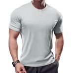 Muhshoiy Erkek Kas Slim Fit Tişört Uzun Kollu Nervürlü Tee Fitness Spor Gömlekleri Streç Düz Renk Gri L