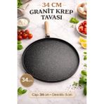 Muhtelif 34 cm Granit Krep Tavası Çift Taraflı Bazlama Tava Granit Tava Yumurta Tavası Çok Amaçlı Tava - 1 - Siyah
