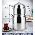 Muhtelif Lines Ayperi L-3040 MEGA BOY Çaydanlık No:10 Paslanmaz Çelik Büyük Boy Çaydanlık Takımı 2.5 L + 4.5 L