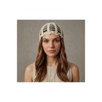 Muhteşem Concept Kırık Beyaz Renk Örgü Bandana –Şık Bohem Yazlık Bere