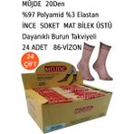 Müjde Ince Soket Bilek Üstü Mat Çorap 24'lü Paket 20 Den Bronz Siyah Sahra Ten Vizon - Standart
