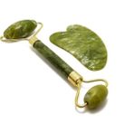 Mujgan 15 cm - 15.5 cm 2'li Yeşim Taşı ve Gua Sha Masaj Taşı Cilt Bakım Seti