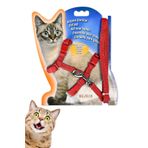 MUJGAN Kedi Göğüs Tasması Gezdirme Seti Kırmızı