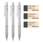 MUJI Polikarbonat Mekanik Kalem W - Kauçuk Tutamak, 3 Parça ve MUJI Silgi [Siyah - Küçük], 3 Adet