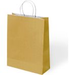 Muka Büküm Saplı Kraft- Kağıt Poşet 18x24x8 cm 24 Adet - Altın