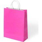 Muka Büküm Saplı Kraft- Kağıt Poşet 18x24x8 cm 24 Adet - Fuşya