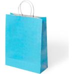 Muka Büküm Saplı Kraft- Kağıt Poşet 18x24x8cm 24 Adet - Mavi