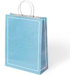 Muka Büküm Saplı Renkli Kağıt-Kraft Poşet 25X31 cm Pakette 24 Adet - Mavi - Beyaz