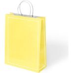 Muka Büküm Saplı Renkli Kağıt-Kraft Poşet 25X31 cm Pakette 24 Adet - Sarı - Beyaz