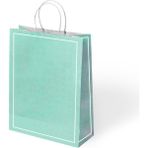 Muka Büküm Saplı Renkli Kağıt-Kraft Poşet 25X31 cm Pakette 24 Adet - Yeşil - Beyaz