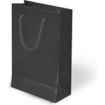 Muka Ip Saplı Lüks Karton Çanta 17X24X7CM Pakette 24 Adet. - Siyah