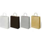 Muka Pakette 4 Farklı Renk 18x24x8cm Büküm Saplı Kraft- Kağıt Poşet 24 Adet ( 4 Renk x 6 Adet ) - 18x24cm