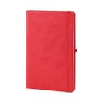 Muka Tarihsiz Günlük Defter-Ajanda 13 x 21 Termo Deri Çizgili Lastikli 160 Sayfa Sert Kapak 1 Adet - Kırmızı