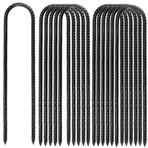 MUKCHAP 12 Paket 30,48 cm U Şekilli Rebar Çubukları, Siyah U Rebar Kancası, Ağır Hizmet Trambolin Rüzgar Çapaları Kamp Çadırları için Kazıklar, Futbol Ağı