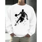 Mükemmel Basketbol Oyuncusu Baskılı Erkekler Kapüşonlu Üst Klasik Sıcak Günlük Kazaklar Rahat - Beyaz - XL