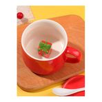 Mukko Home 3D Hediye Kutusu Biblolu Porselen Kupa - 350 Ml, Eğlenceli Ve Şık Tasarım,Kırmızı