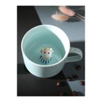 Mukko Home 3D Sevimli Panda Figürlü Porselen Kupa 230 Ml Mint Renk Kahve Çay Kupası,Turkuaz & Inek