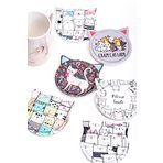 MUKKO HOME 6 ADET KEDİ DEKORLU SERAMİK BARDAK ALTLIĞI