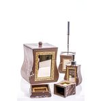 Mukko Home AYNALI KAHVERENGİ 5 PARÇA LÜKS BANYO SETİ