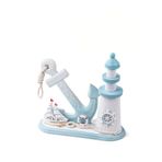 Mukko Home Marin Deniz Temalı Ahşap Masaüstü Biblo – Çapa Ve Deniz Feneri Tasarımı,Mavi,19 X 19