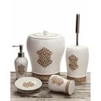 Mukko Home Polyester Saray Kahve 5 Parça Banyo Seti