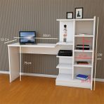 Mukotoys Modern Mdf Beyaz Kitaplıklı Çalışma Masası - 30x130
