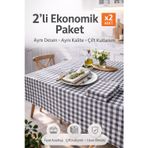 Muk's 2'Li Paket Küçük Kare Desen Pötikareli Masa Örtüsü, Sofra Bezi, Piknik Örtüsü 170 X 170 Cm