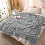 Mulberry Çift Kişilik Fitilli Yumuşak Dokulu Battaniye 210 x 230 cm - 210 x 240 cm - Açık Gri
